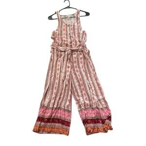Shosho Women/Teen White and pink floral lightweight Jumpsuit Size Large